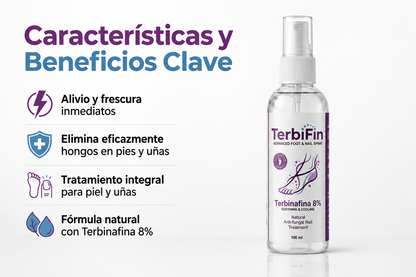 TerbiFin Spray 8% Anti-Hongos Pies Uñas
