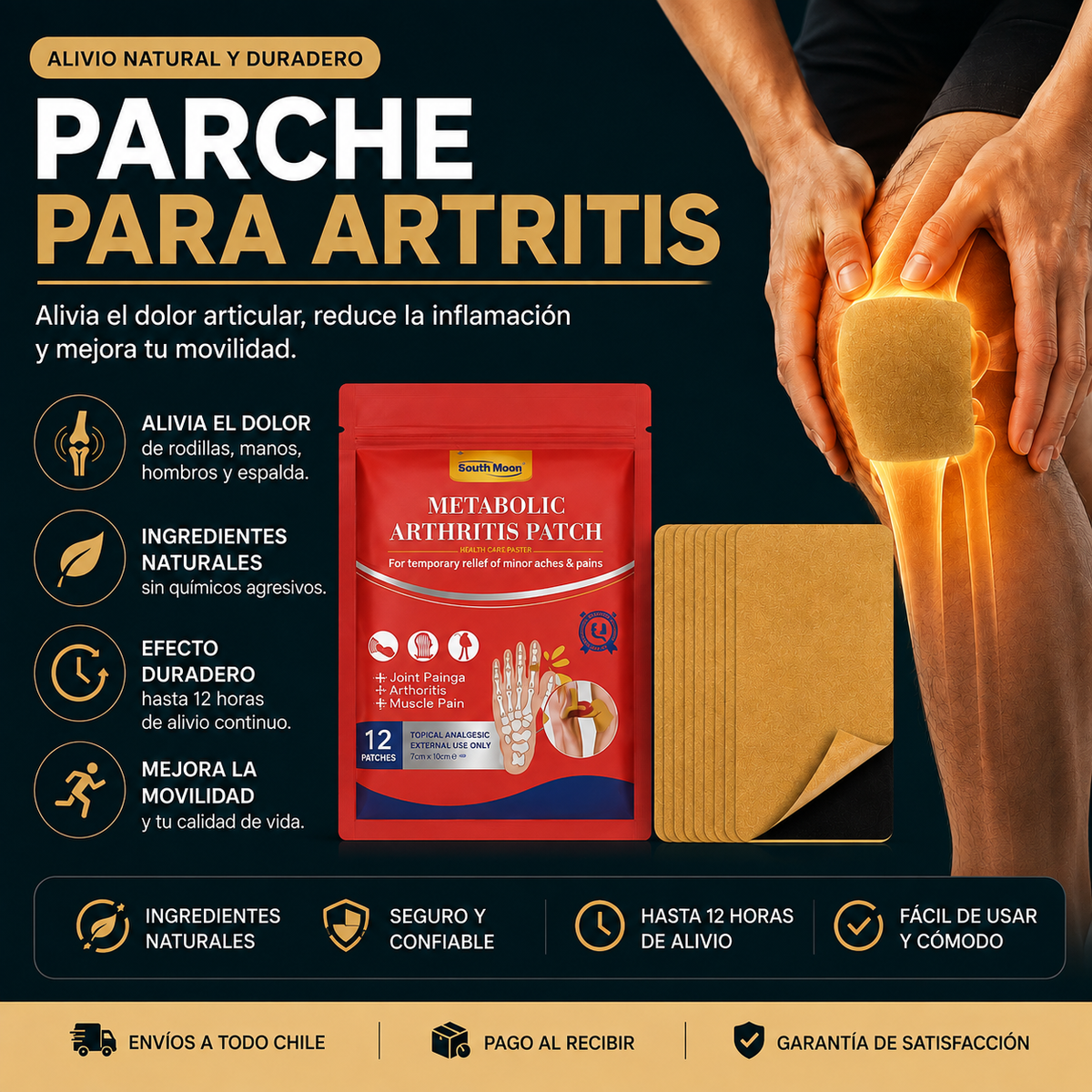Pack de 3 Parches para Articulaciones y Artritis | 36 Unidades