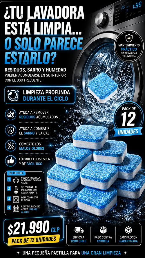 Pack de 12 Pastillas Limpia Lavadora